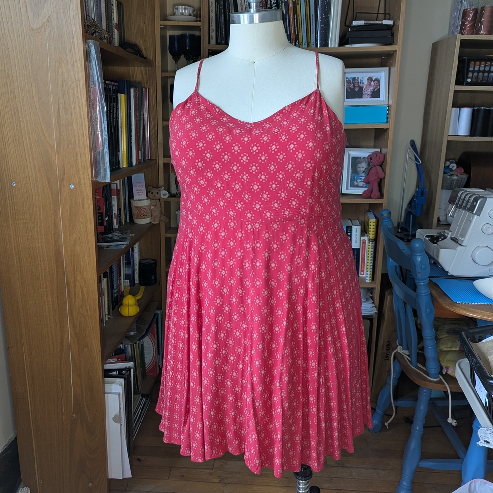 GAP Red Sleeveless Spaghetti Strap Midi Sundress